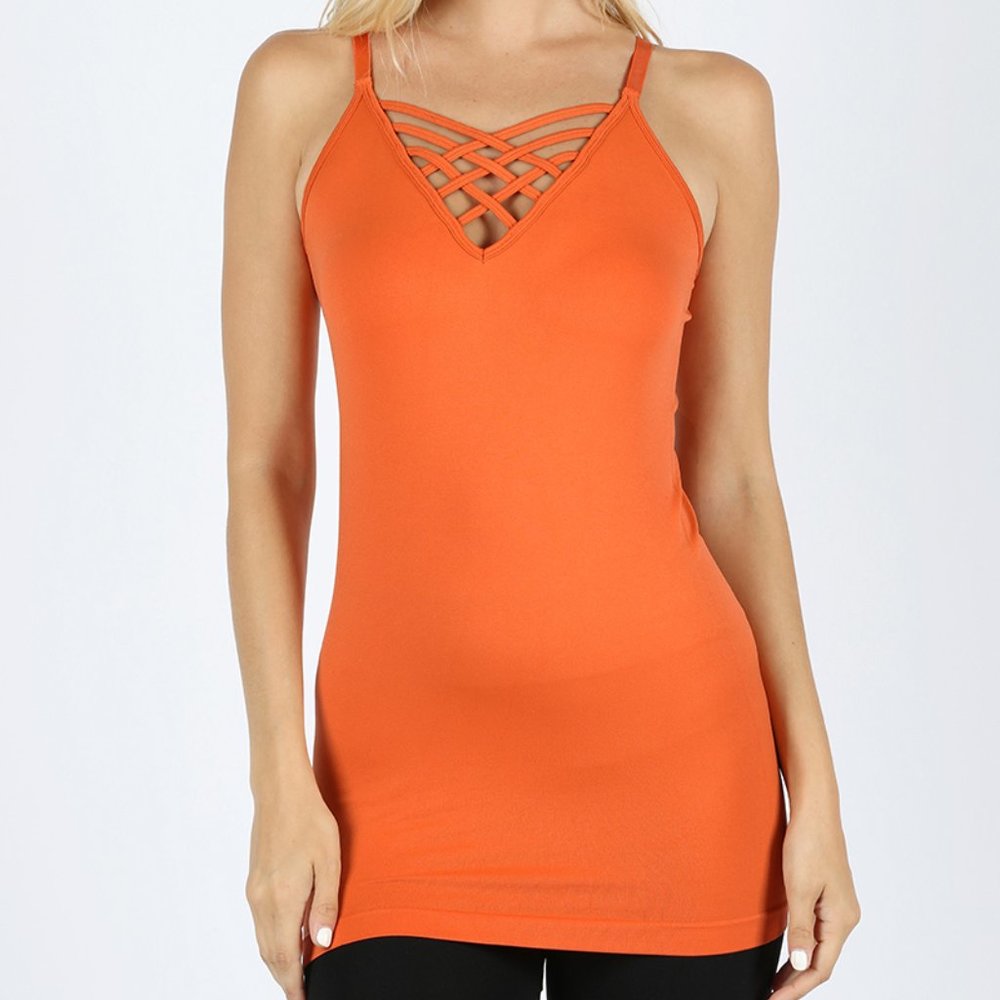 6 PACK!! ZENANA SEAMLESS LATTICE FRONT CAMI/ADJ STRAPS